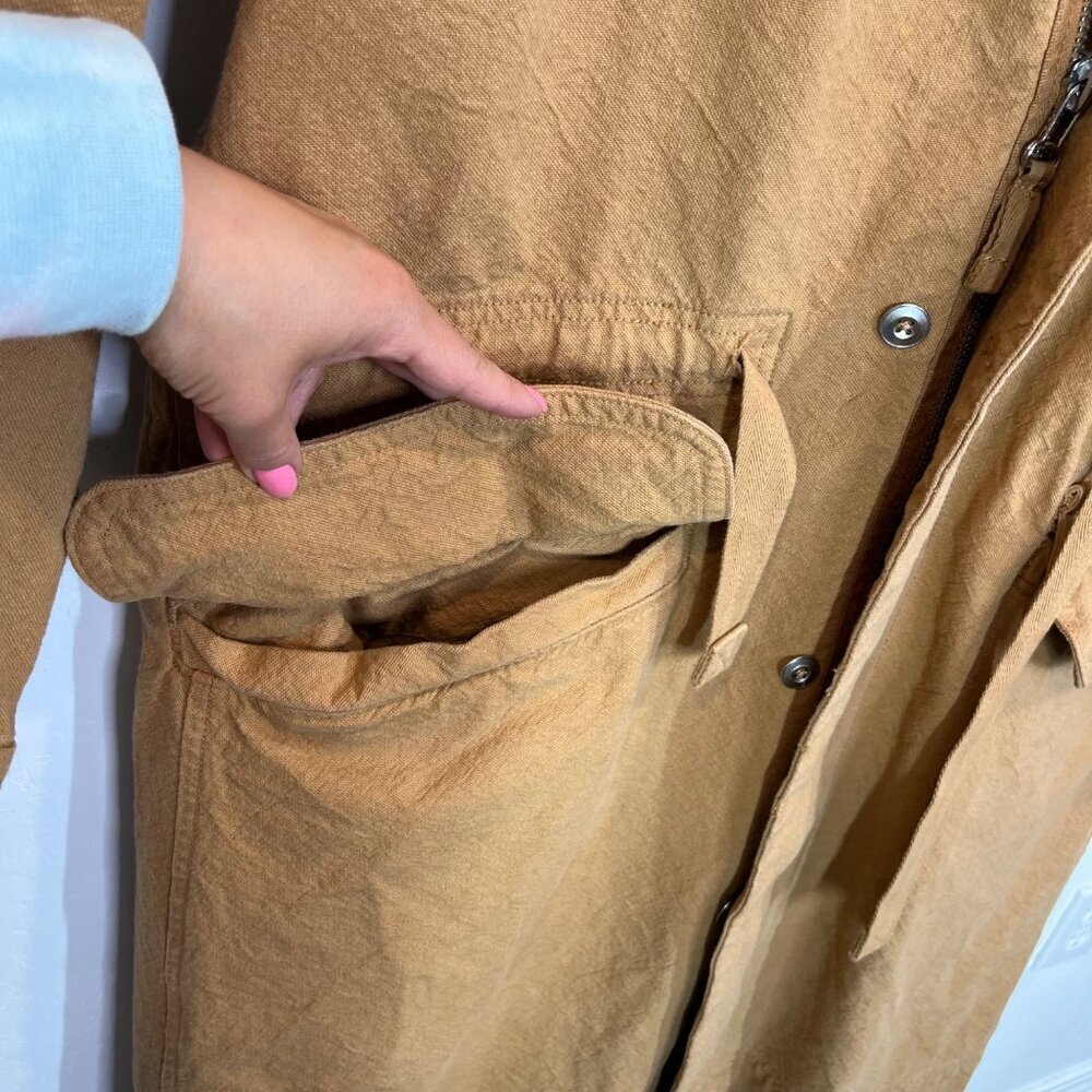 Everlane Canvas Organic cotton Parka jacket coat Size L Cappuccino brown - Picture 6 of 10